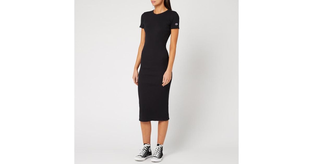 black ribbed t shirt dress