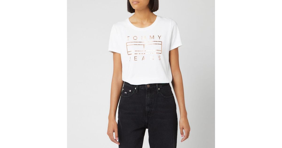 tommy jeans metallic logo t shirt