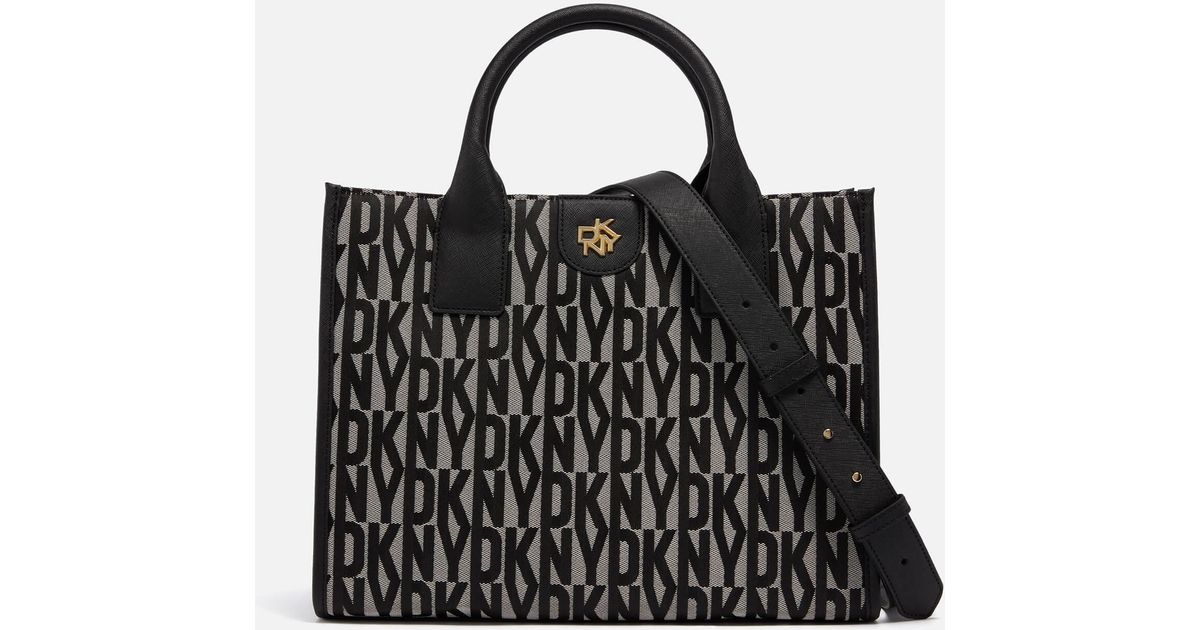 DKNY Carol Book Medium Logo jacquard Tote Bag in Black Lyst
