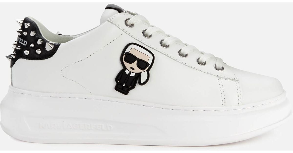 karl lagerfeld exclusive leather flatform trainers in white croc