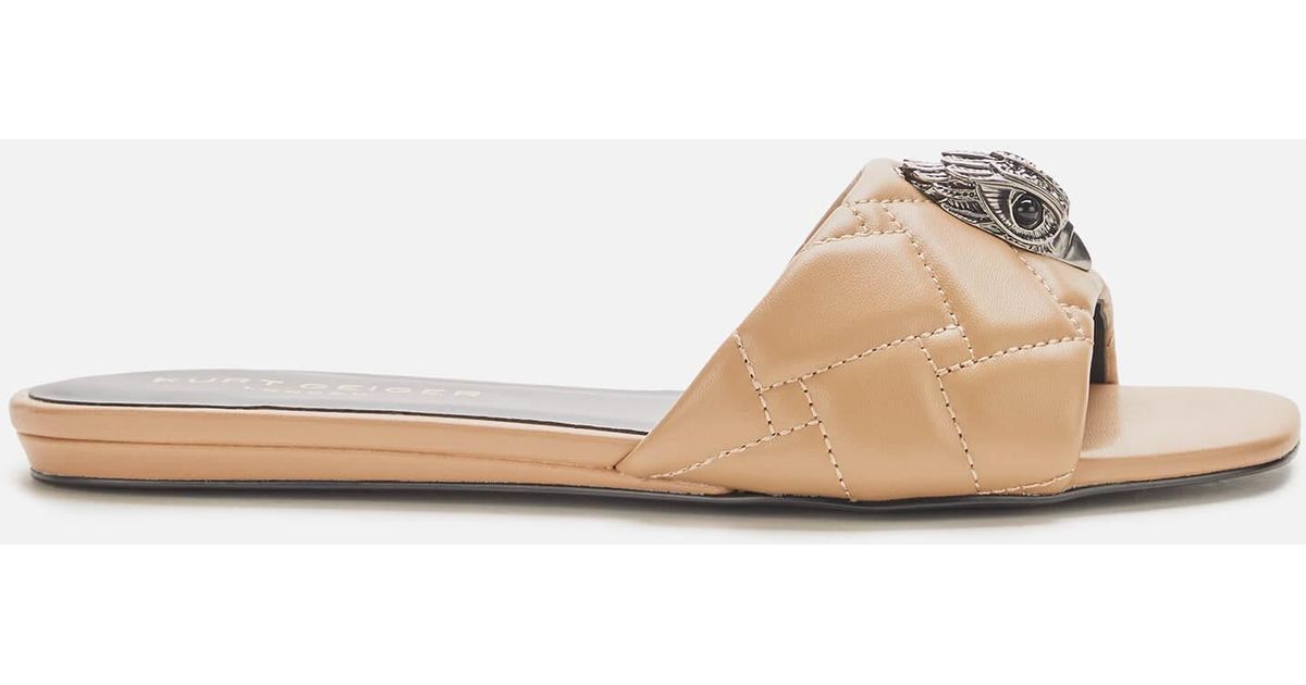 Kurt Geiger Kensington Leather Flat Sandals in Tan (Natural) Lyst UK