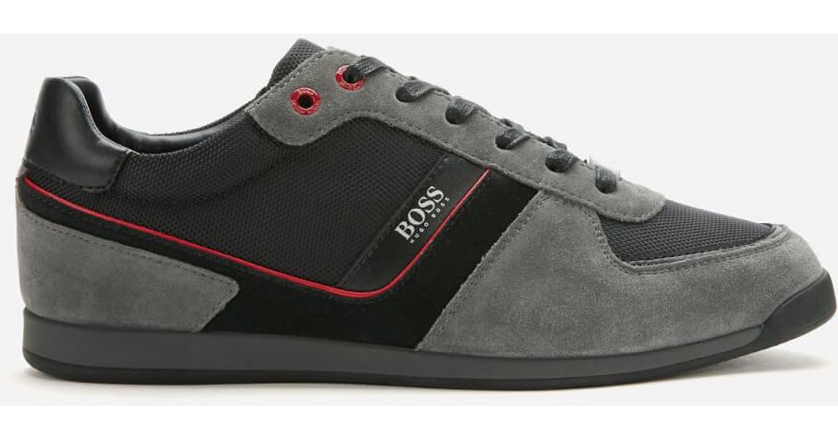 boss glaze nylon suede trainers