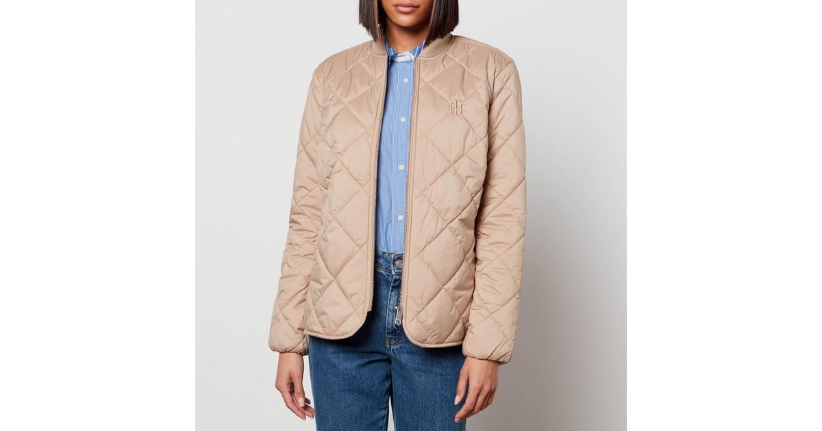 Tommy Hilfiger Quilted Bomber Jacket in Natural | Lyst