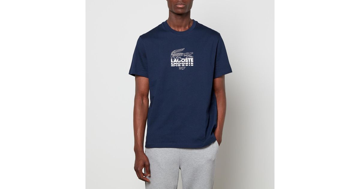 Lacoste Text Logo T-shirt in Blue for Men | Lyst