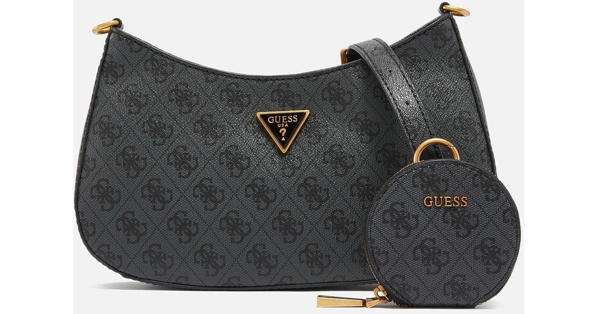 Guess Alexie Monogram Faux Leather Shoulder Bag in Black Lyst