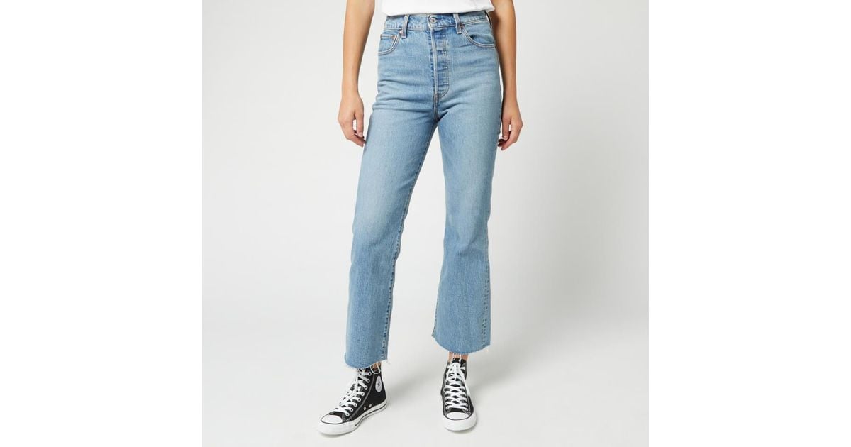 Levi's Denim Ribcage Crop Flare Jeans in Blue | Lyst