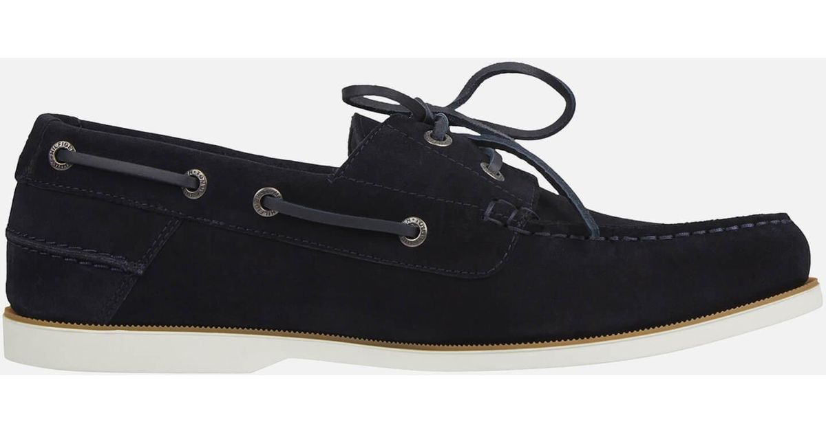 Tommy Hilfiger Suede Boat Shoes in Black for Men | Lyst