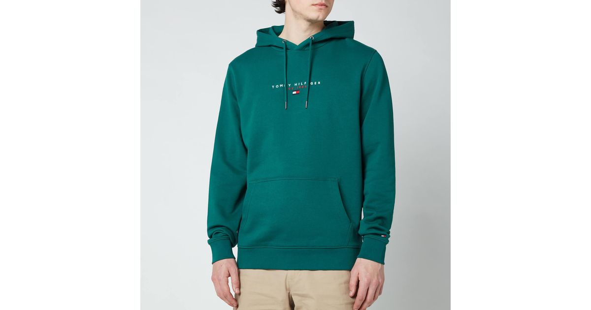 Tommy Hilfiger Essential Pullover Hoodie in Green for Men | Lyst
