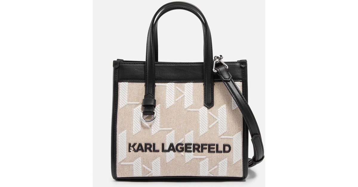 Karl Lagerfeld K/skuare Logo Canvasjacquard Small Tote Bag in Black