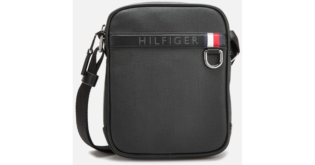 Tommy Hilfiger Coated Canvas Mini Reporter Bag in Black for Men | Lyst