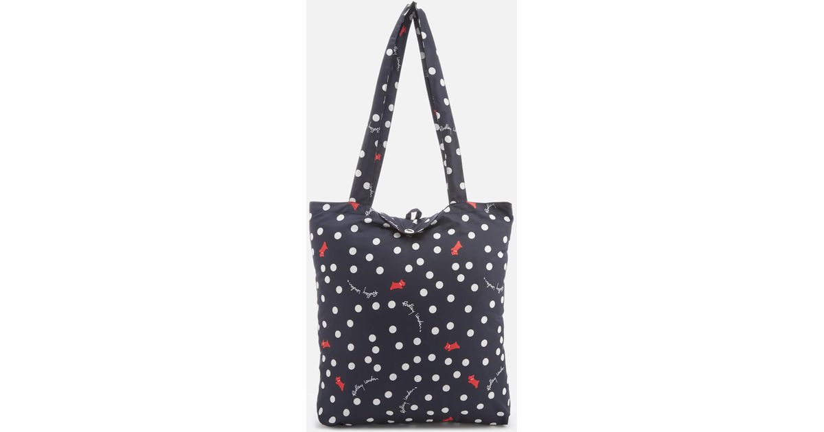 Lyst Radley Vintage Dog Dot Run On Foldaway Tote Bag In Blue