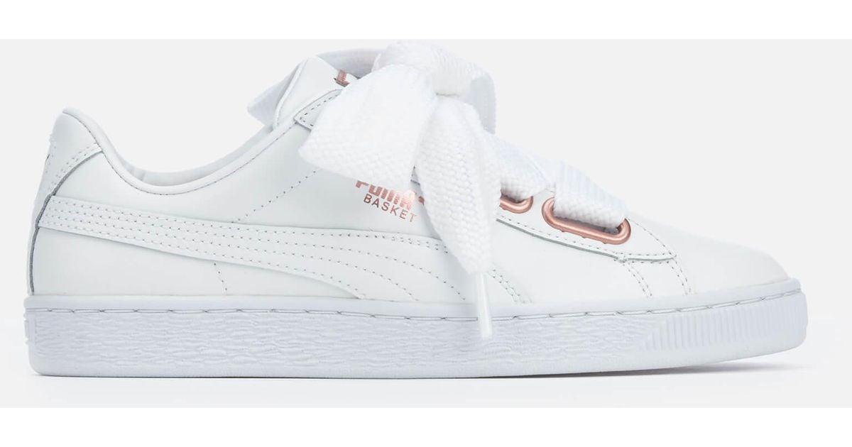 puma basket heart leather white