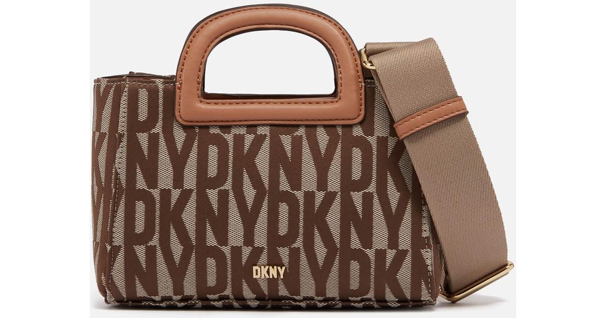 DKNY Drew Logojacquard Cross Body Bag in Brown Lyst UK