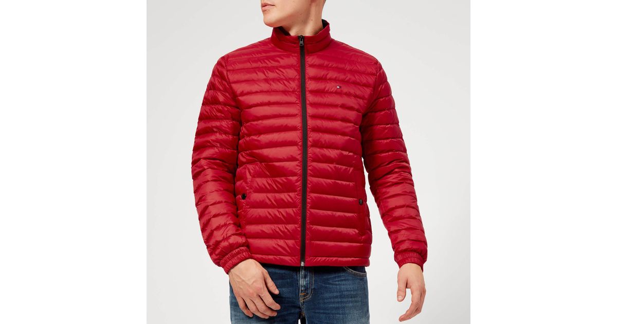 Tommy Hilfiger Lw Packable Down Bomber Jacket in Red for Men - Lyst
