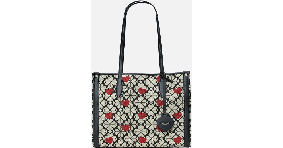Kate Spade Leather Spade Flower Jacquard Hearts Tote Bag in Black | Lyst