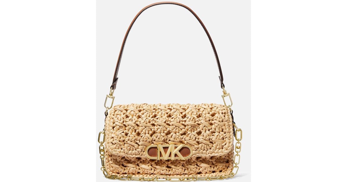 MICHAEL Michael Kors Parker Medium Rattan Shoulder Bag in Metallic Lyst