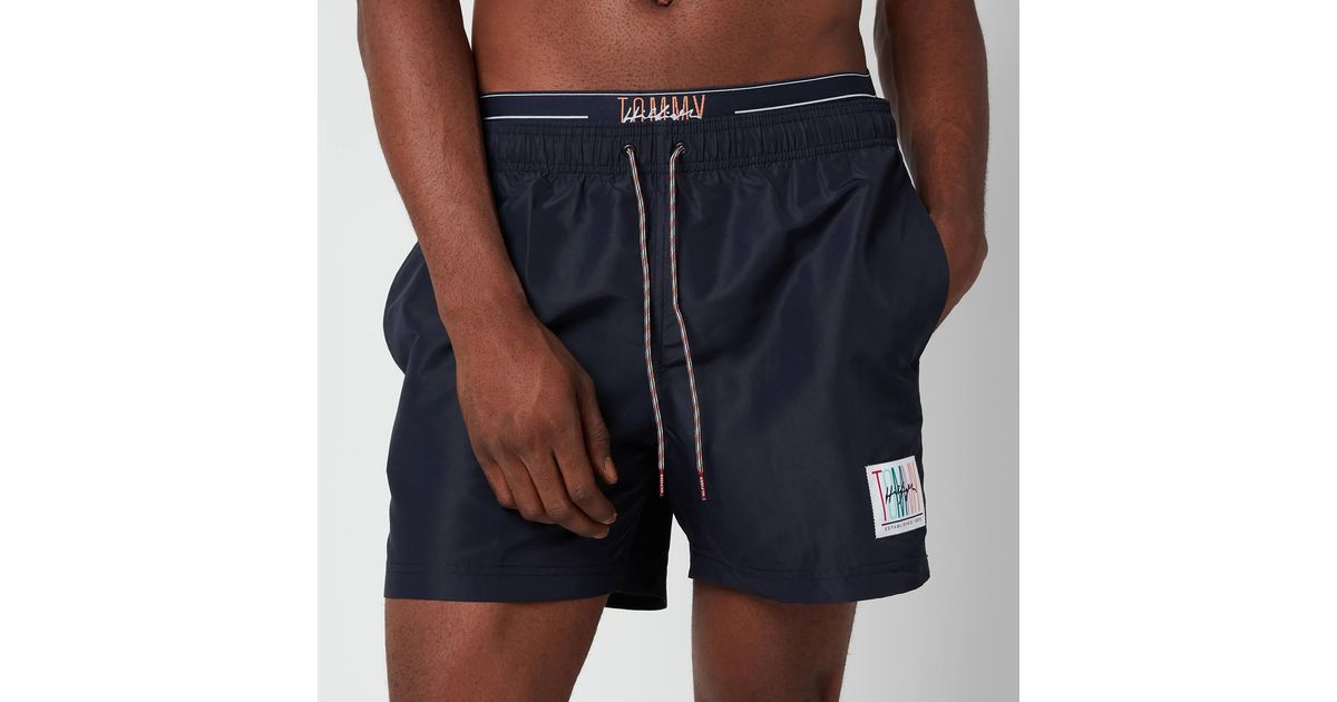 tommy hilfiger double waistband swim shorts