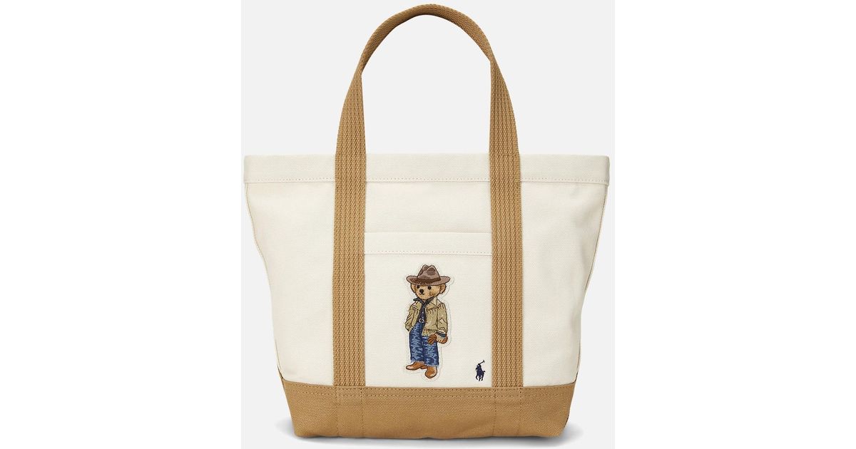 Polo Ralph Lauren Bear Small Canvas Tote Bag in Natural Lyst Canada