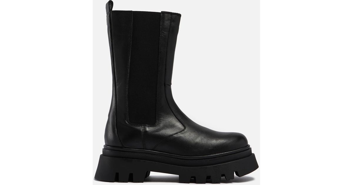Alohas All Rounder Leather Mid Calf Chelsea Boots in Black | Lyst