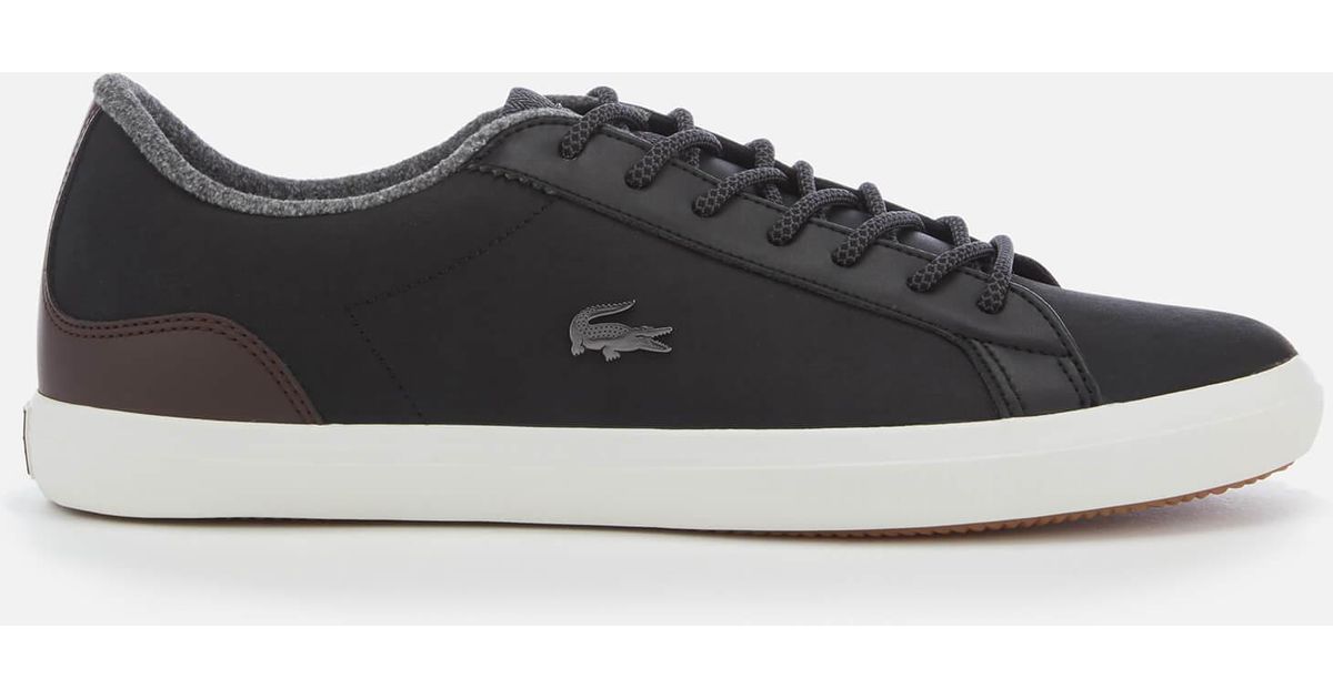 Lacoste Lerond 318 2 Water Resistant Leather Trainers in Black for