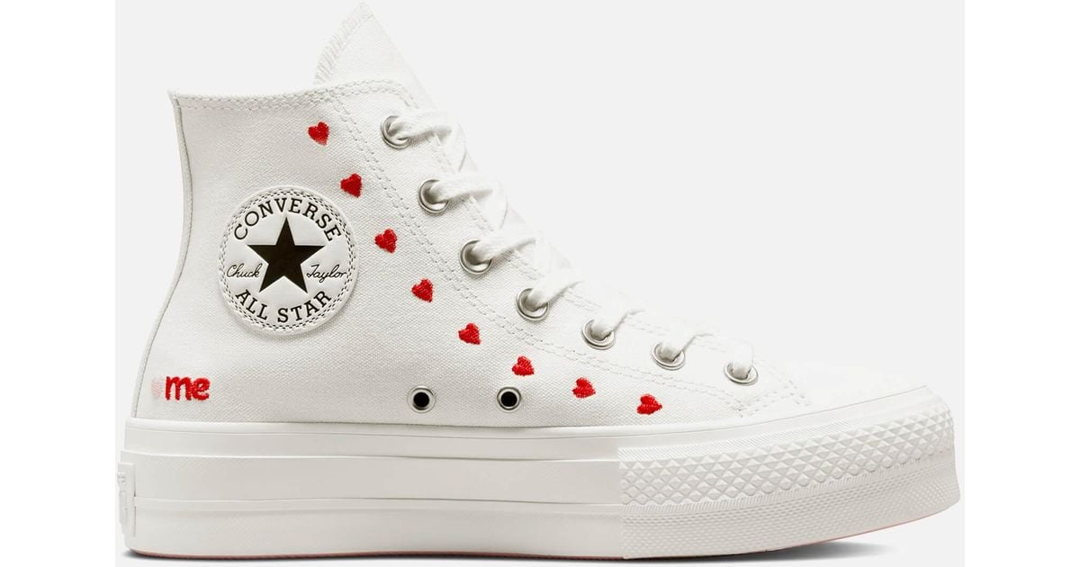 Converse Chuck Taylor All Star Crafted With Love Lift Hi-top Trainers in  White | Lyst