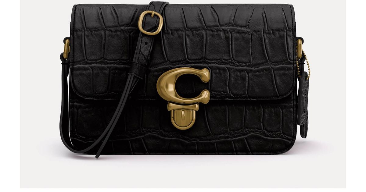 COACH Embossed Croc Studio Shoulder Bag in Black Lyst Canada