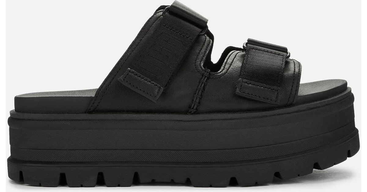 UGG Leather Clem Flatform Sandals in Black - Lyst