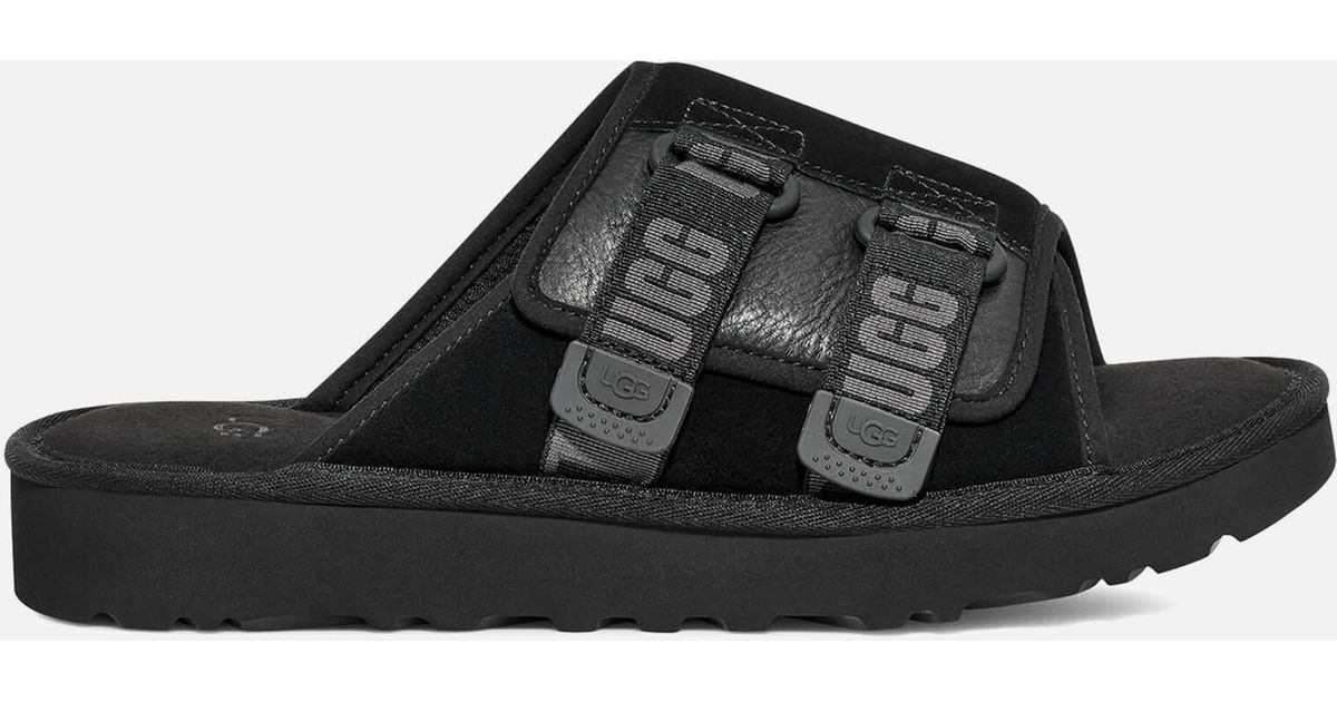 UGG Goldencoast Suede Slide Sandals in Black for Men | Lyst