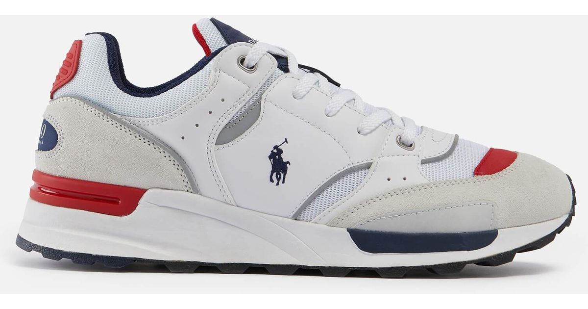 Polo Ralph Lauren Trackster 200 Leather, Suede And Mesh Trainers in