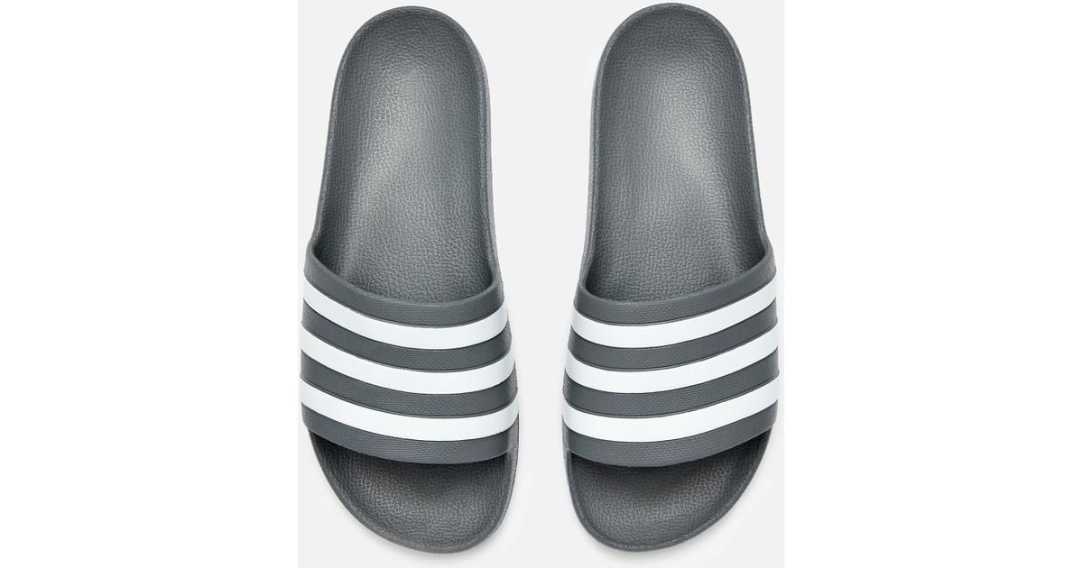 adidas Adilette Aqua Slide Sandals in Grey (Gray) for Men Lyst