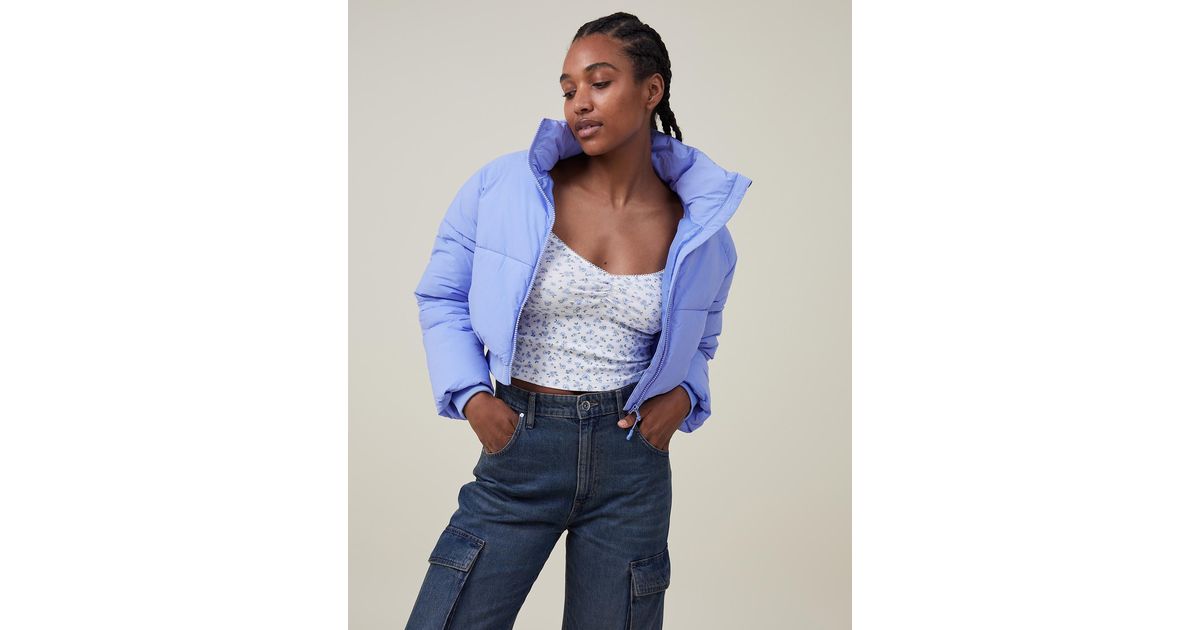 Cotton On Body Active Cropped Mother Puffer 2.0 in Blue