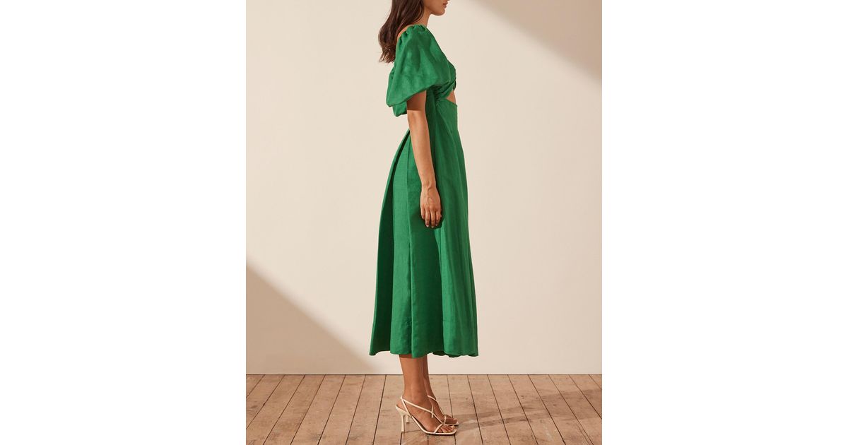 Shona Joy Mare Short Sleeve Cut Out Midi Dress in Green Lyst Australia