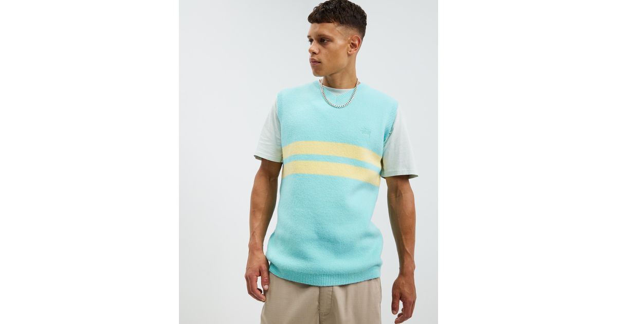Stussy Brushed Stripe Knit Vest in Blue for Men Lyst Australia
