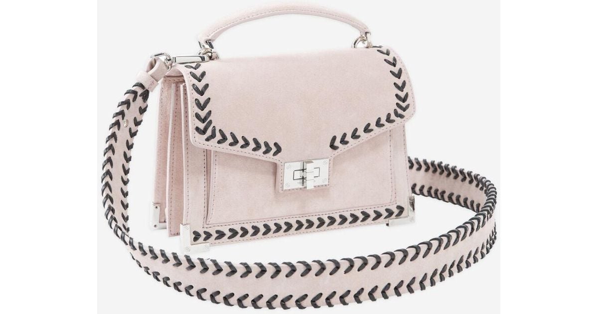 The Kooples Small Emily Bag In Pink Suede Leather in Light Pink (White