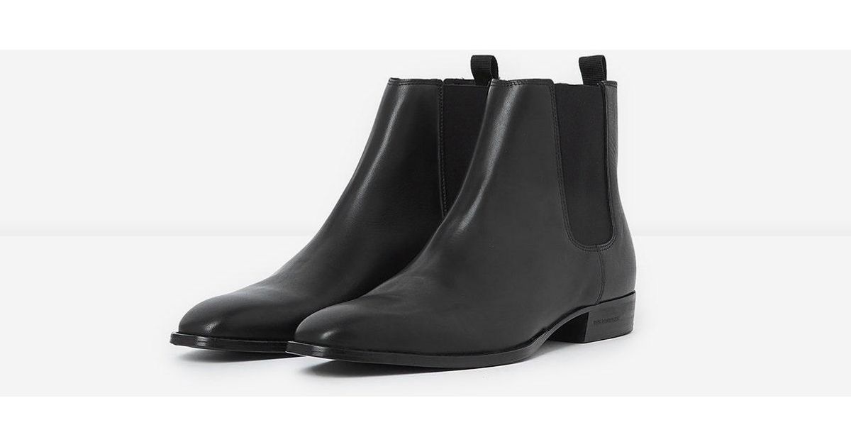flat black leather chelsea boots