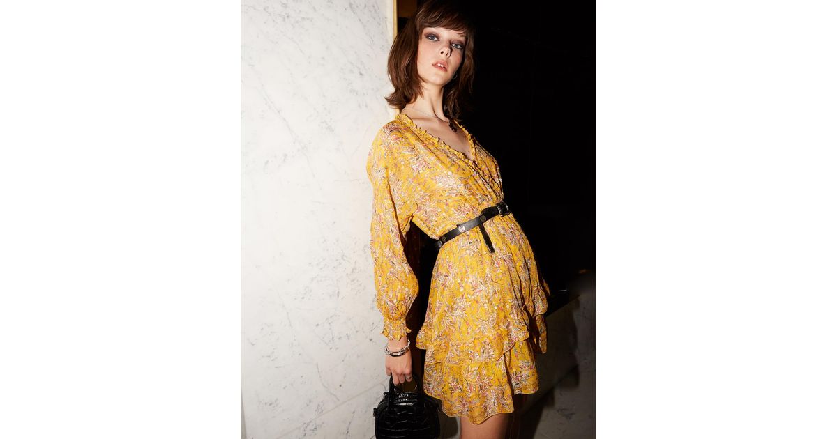 the kooples gold leaf printed maxi