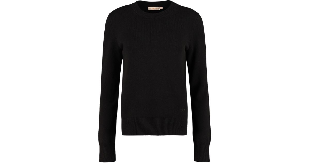 Tory Burch Crew-neck Cashmere Sweater in Black | Lyst