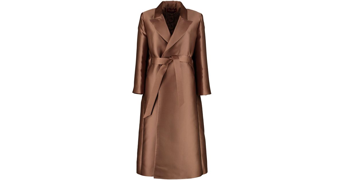 Max Mara Studio Synthetic Belted Waist Coat in Brown | Lyst