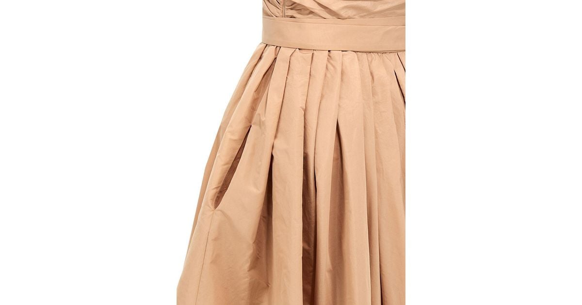 Pinko Pappagallo Techno Taffetà Dress in Natural | Lyst
