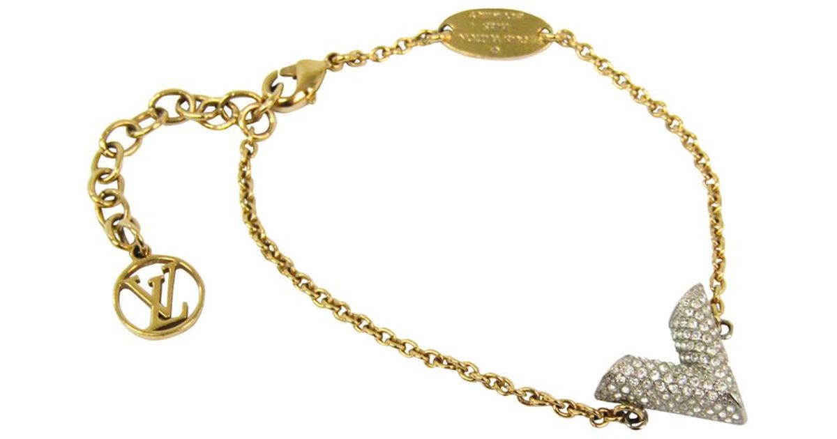 Louis Vuitton Essential V Rhinestone 2-tone Soft Bracelet in Gold (Metallic) - Lyst