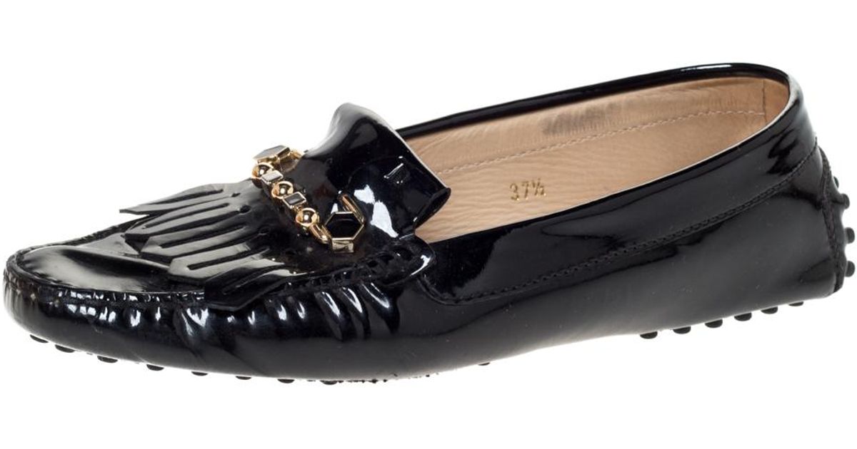 tods patent loafers