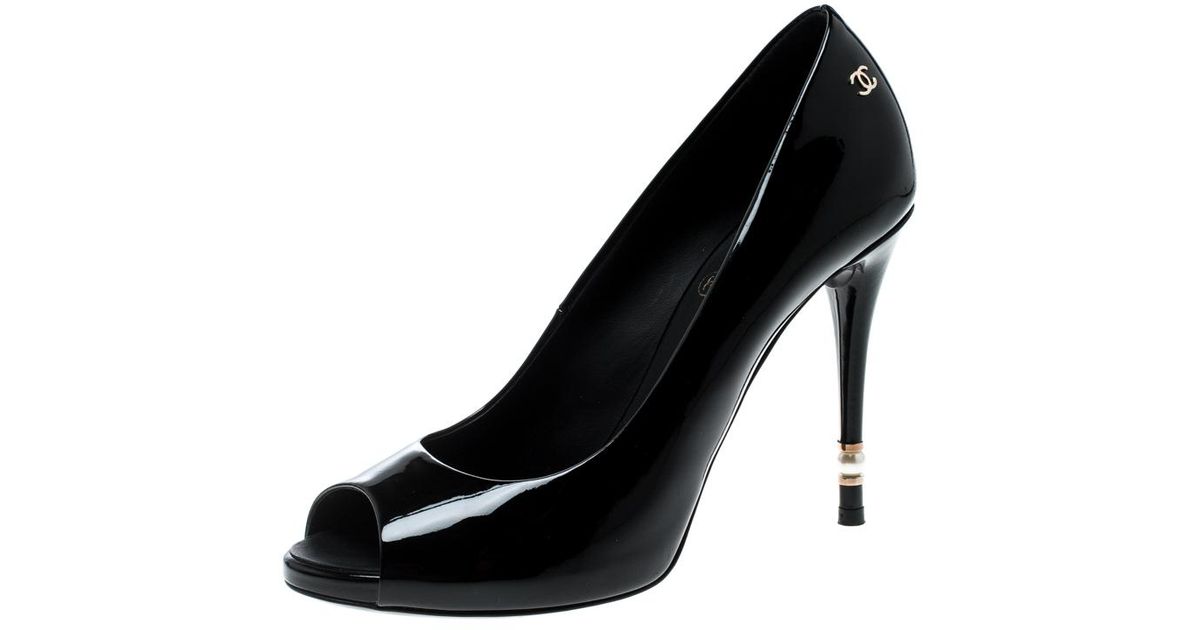 chanel high heels with pearls