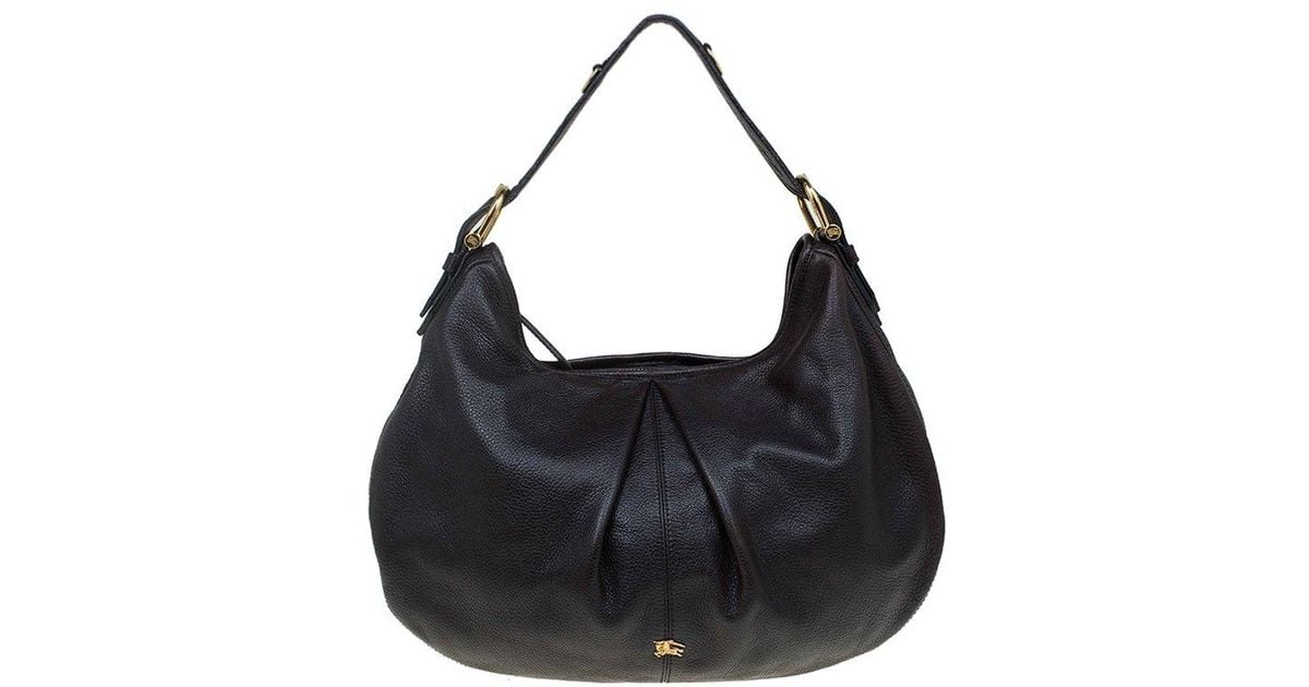 Burberry black leather hobo bag Clearance