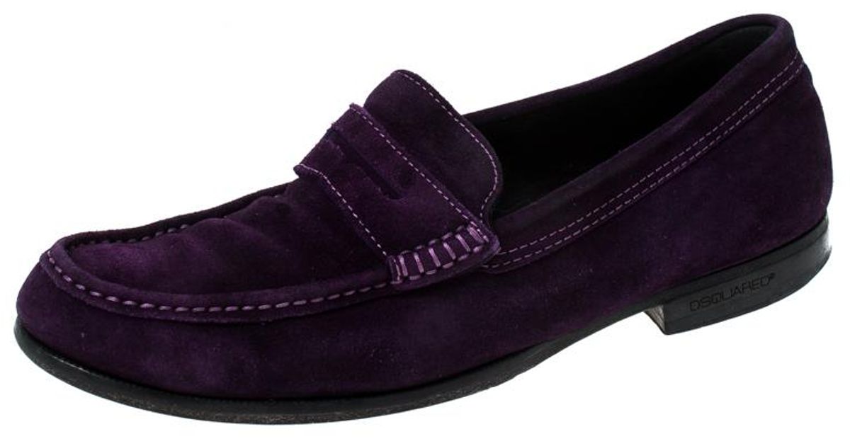 DSquared² Purple Suede Penny Loafers for Men Lyst