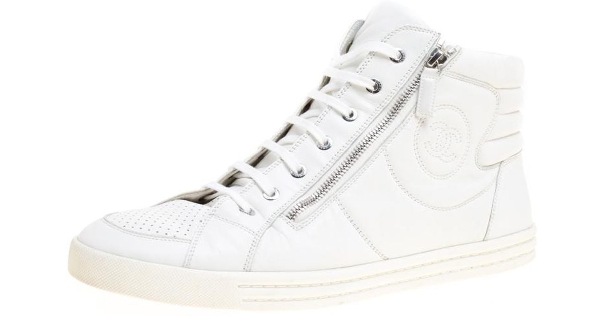 chanel white high top sneakers