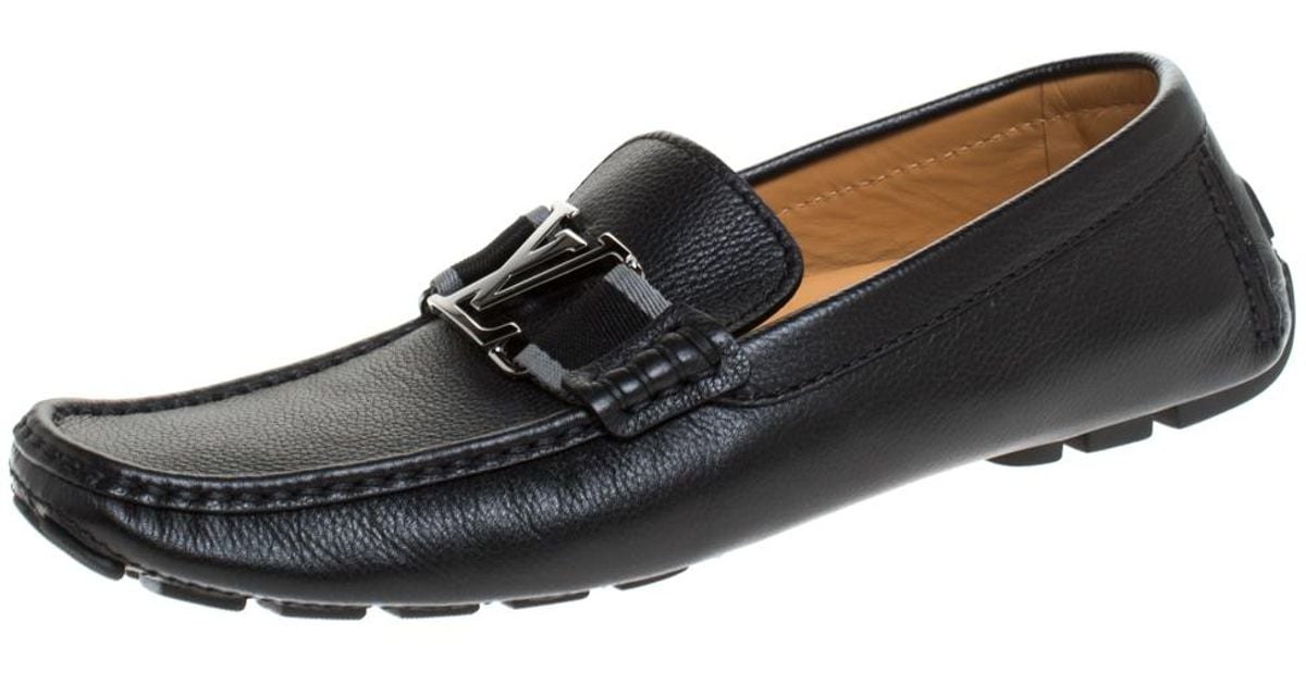 Louis Vuitton Black Leather Monte Carlo Loafers Size 41.5 for Men - Lyst