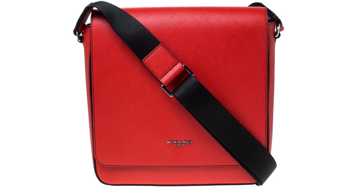 michael kors red messenger bag