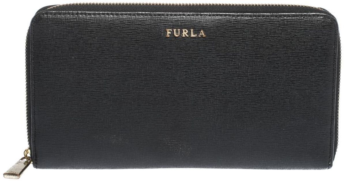 Furla Black Leather Zip Around Wallet Lyst