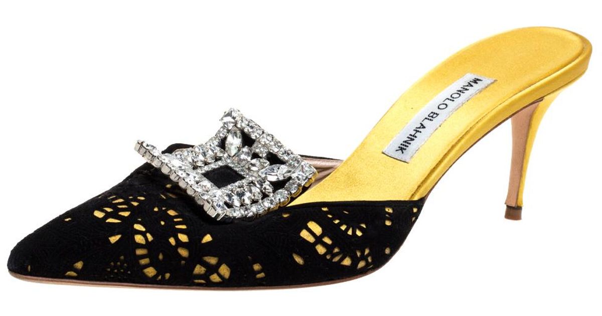yellow manolo blahnik mules