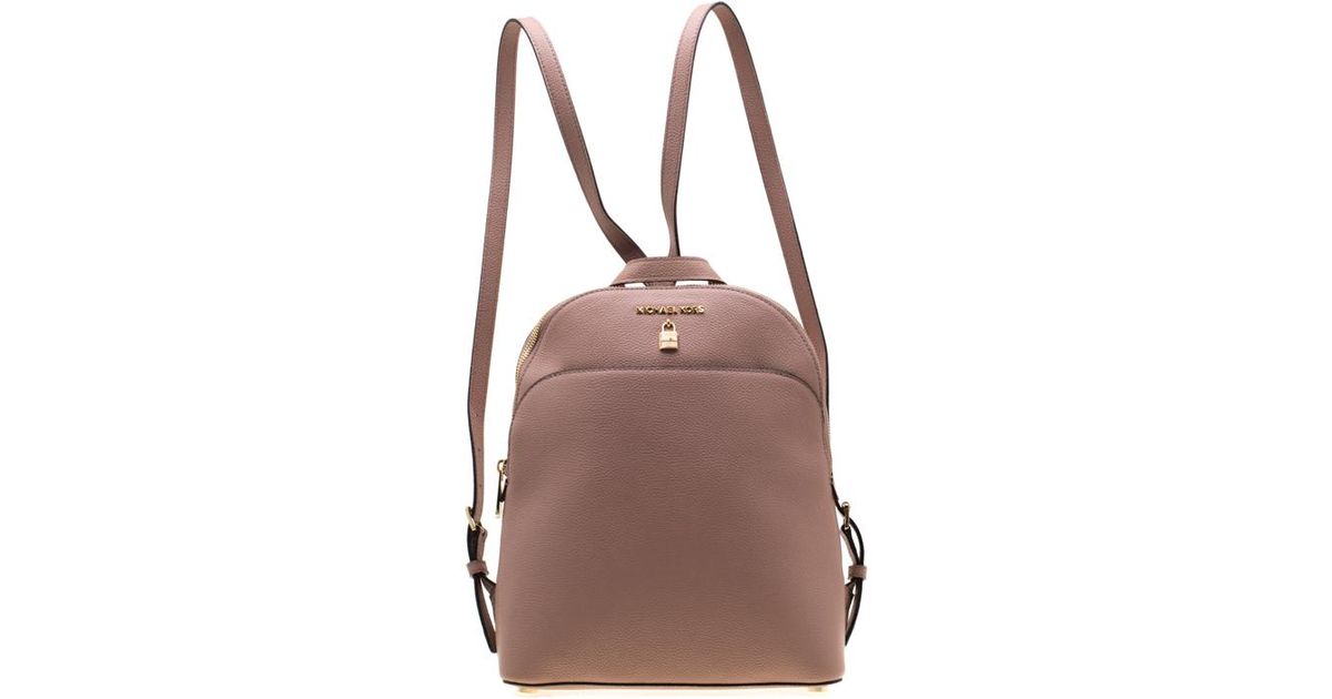blush pink leather backpack